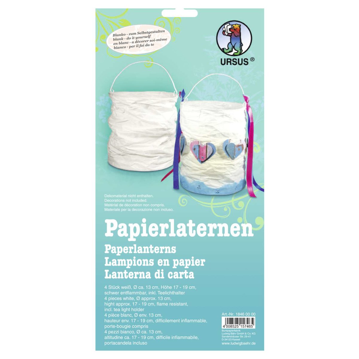 Papierlaterne Ø 13cm, höhe 17-19cm - 4 St.